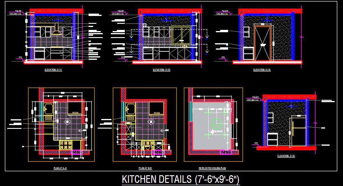 Kitchen CAD Detail L-Shaped Modular Design